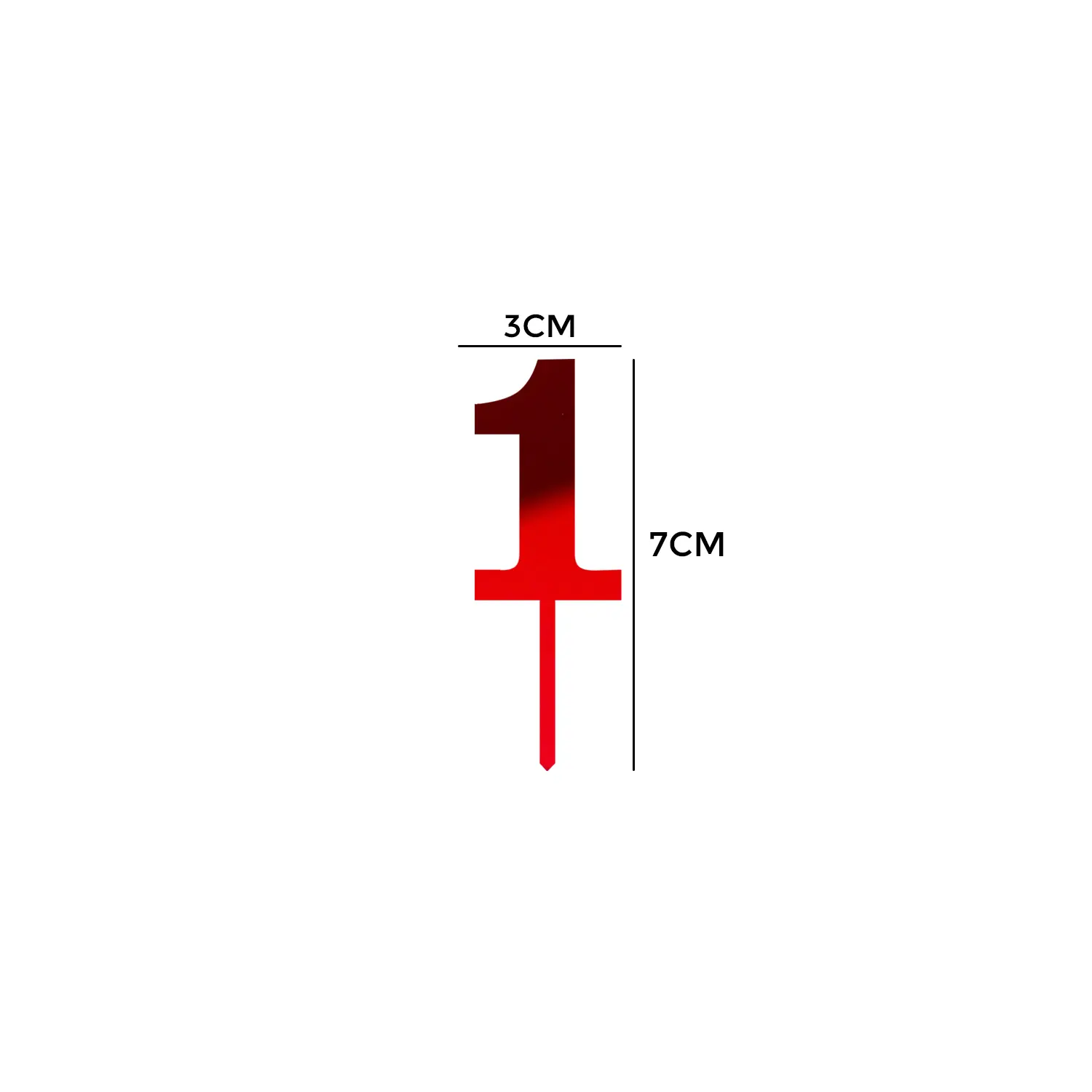MIRROR RED ACRYLIC MINI NUMBER TOPPER 1