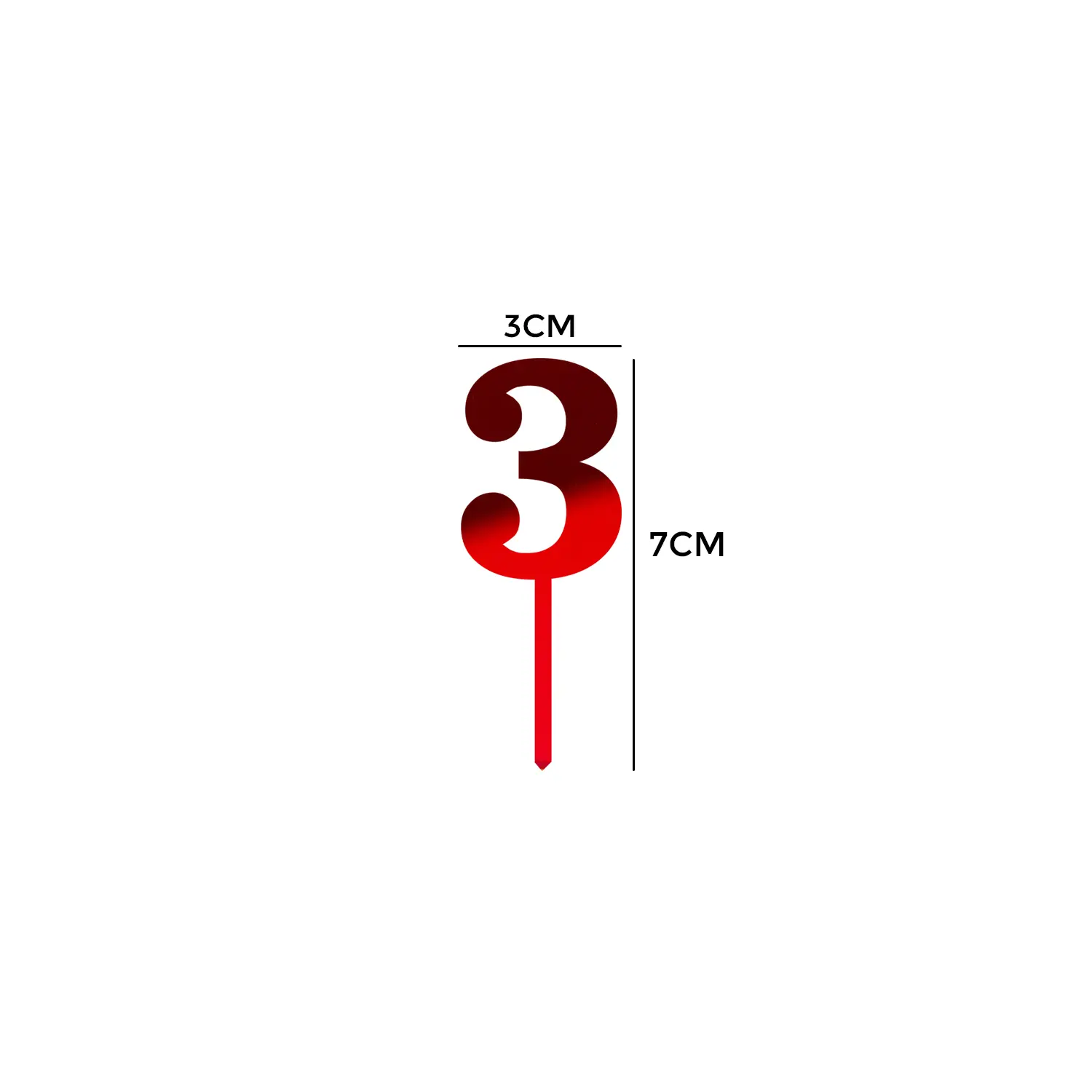 MIRROR RED ACRYLIC MINI NUMBER TOPPER 3