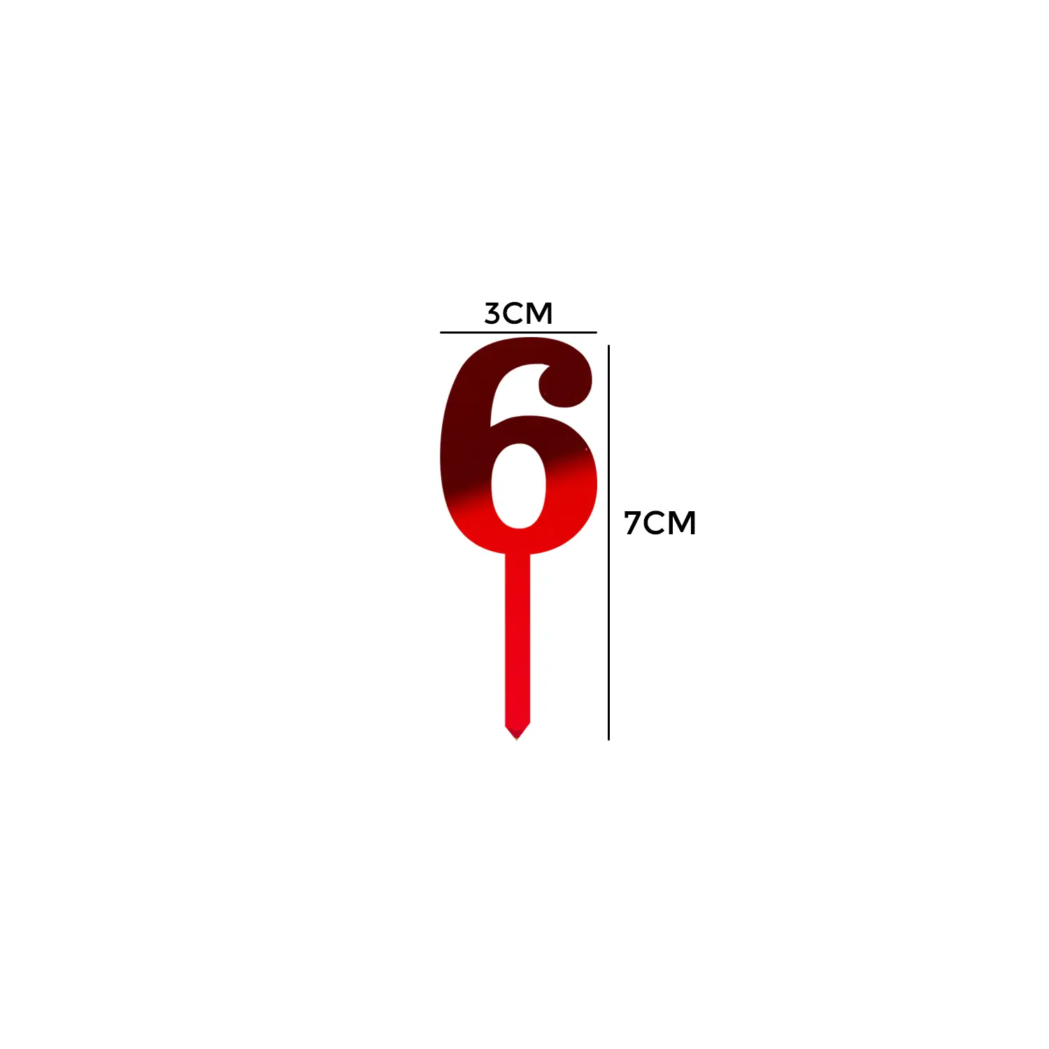 MIRROR RED ACRYLIC MINI NUMBER TOPPER 6