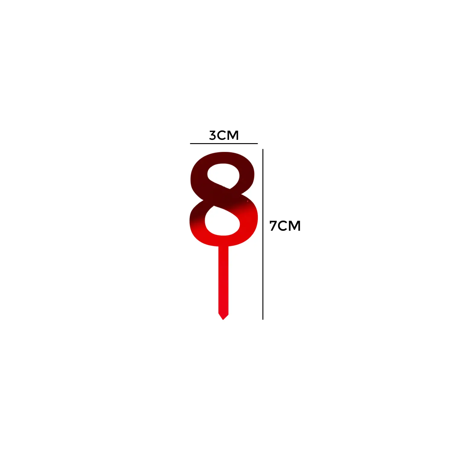 MIRROR RED ACRYLIC MINI NUMBER TOPPER 8
