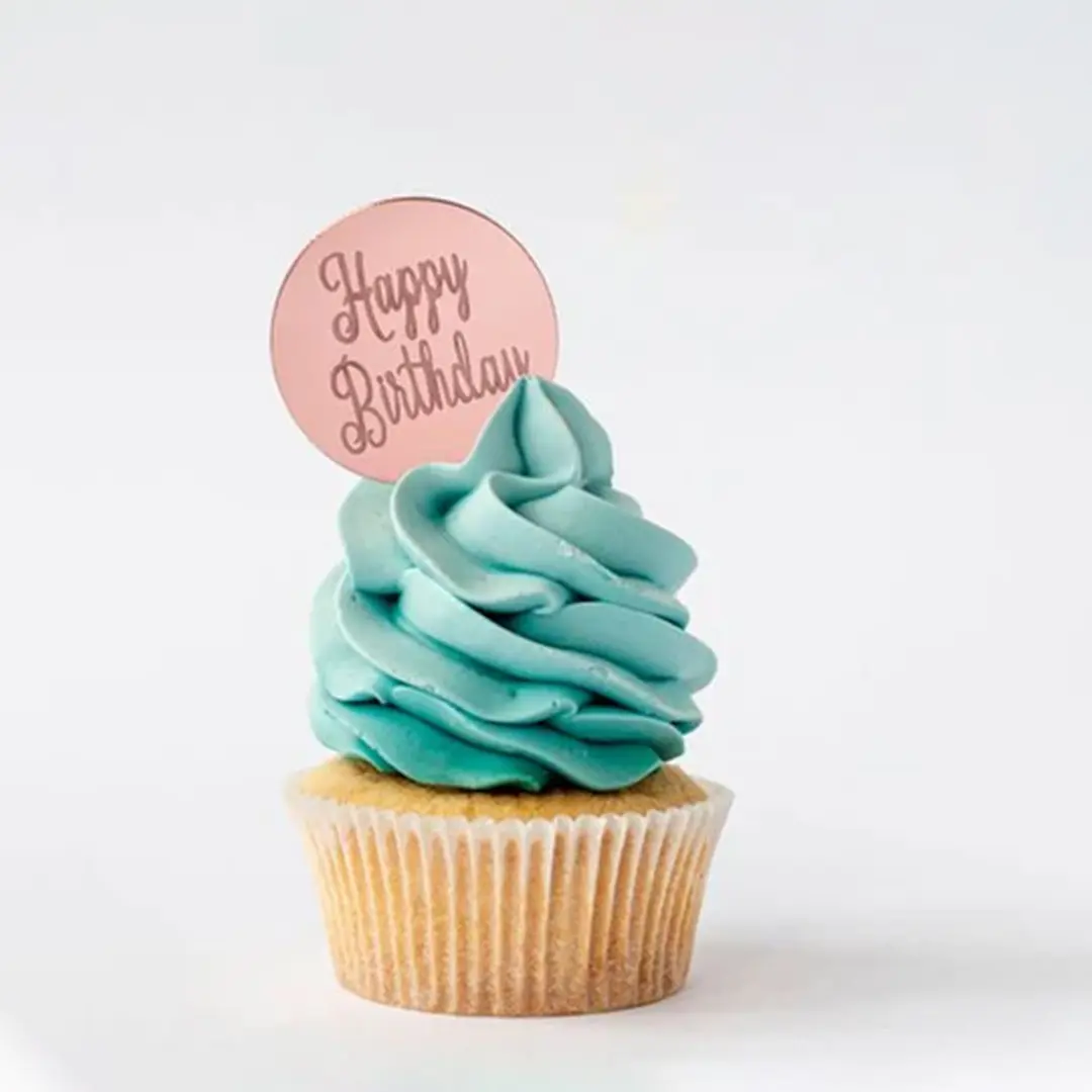 MIRROR ROSE GOLD HAPPY BIRTHDAY DISC TOPPER BIRTHDAY SIGN
