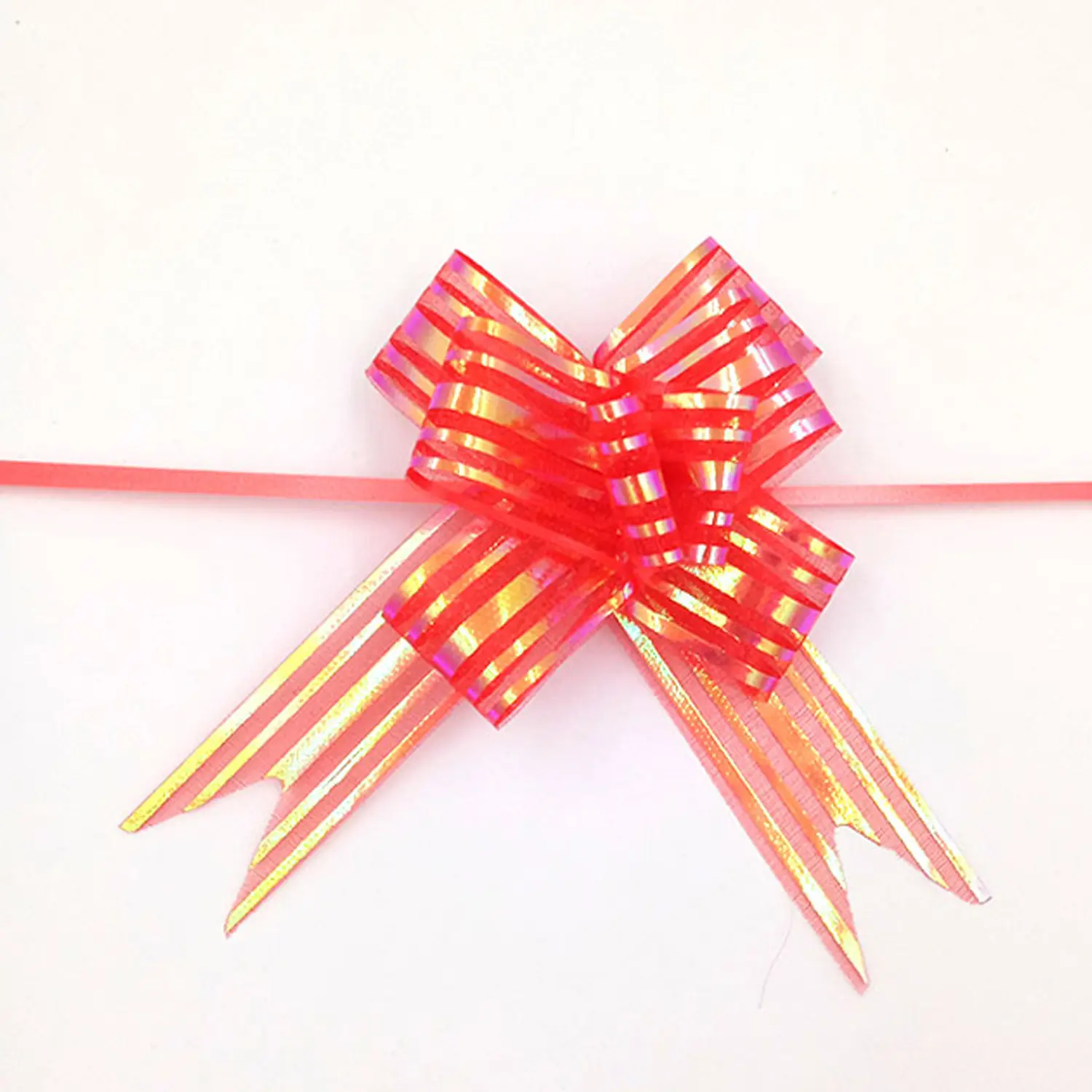 RED ORGANZA PULL FLOWER RIBBON
