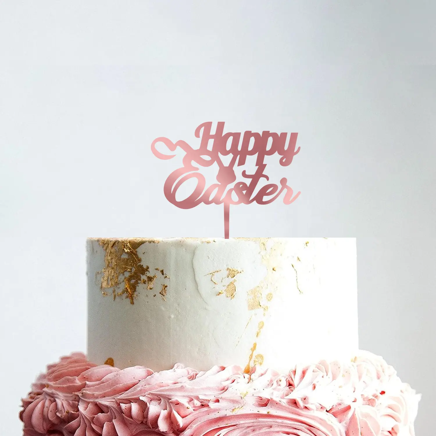 ROSE GOLD ACRYLIC HAPPY EASTER TOPPER NO 01