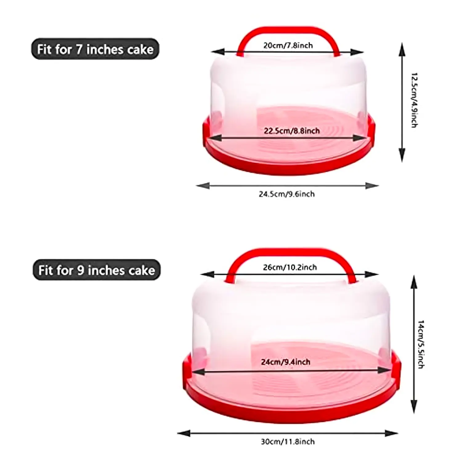 ROUND 12'' CADDY CARRIER SECURE CAKE STORAGE AND TRANSPORT CONTAIER CAKE CARRIER