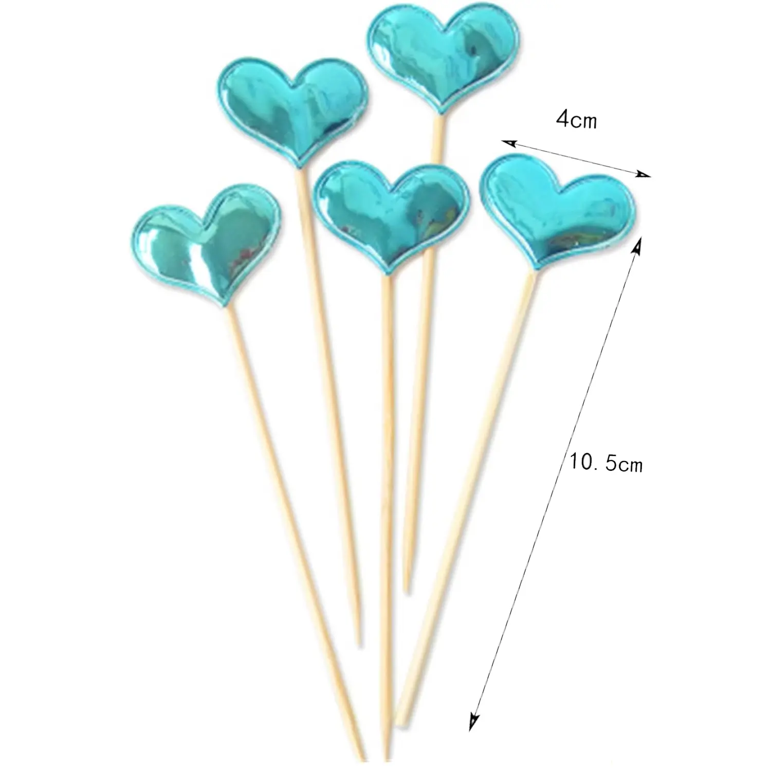 SET OF 5 BLUE HEART TOPPERS