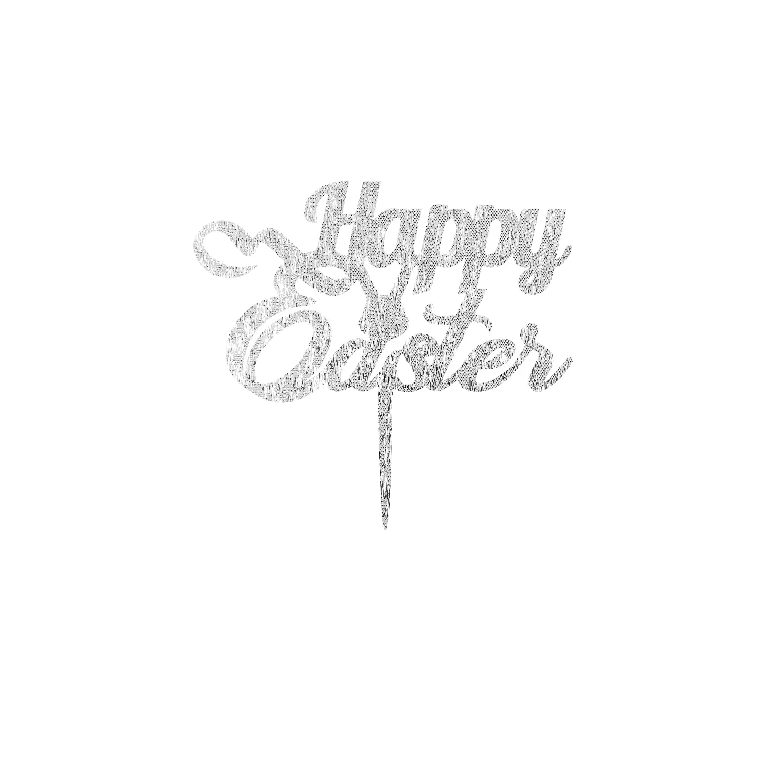 SILVER GLITTER ACRYLIC HAPPY EASTER TOPPER NO 01