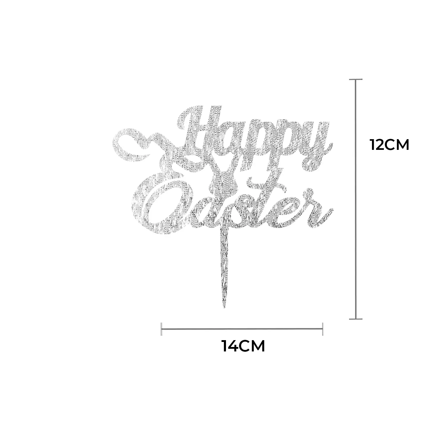 SILVER GLITTER ACRYLIC HAPPY EASTER TOPPER NO 01