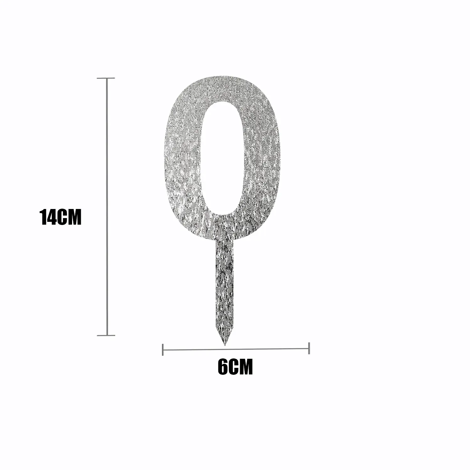SILVER GLITTER NUMBER TOPPER NO 0
