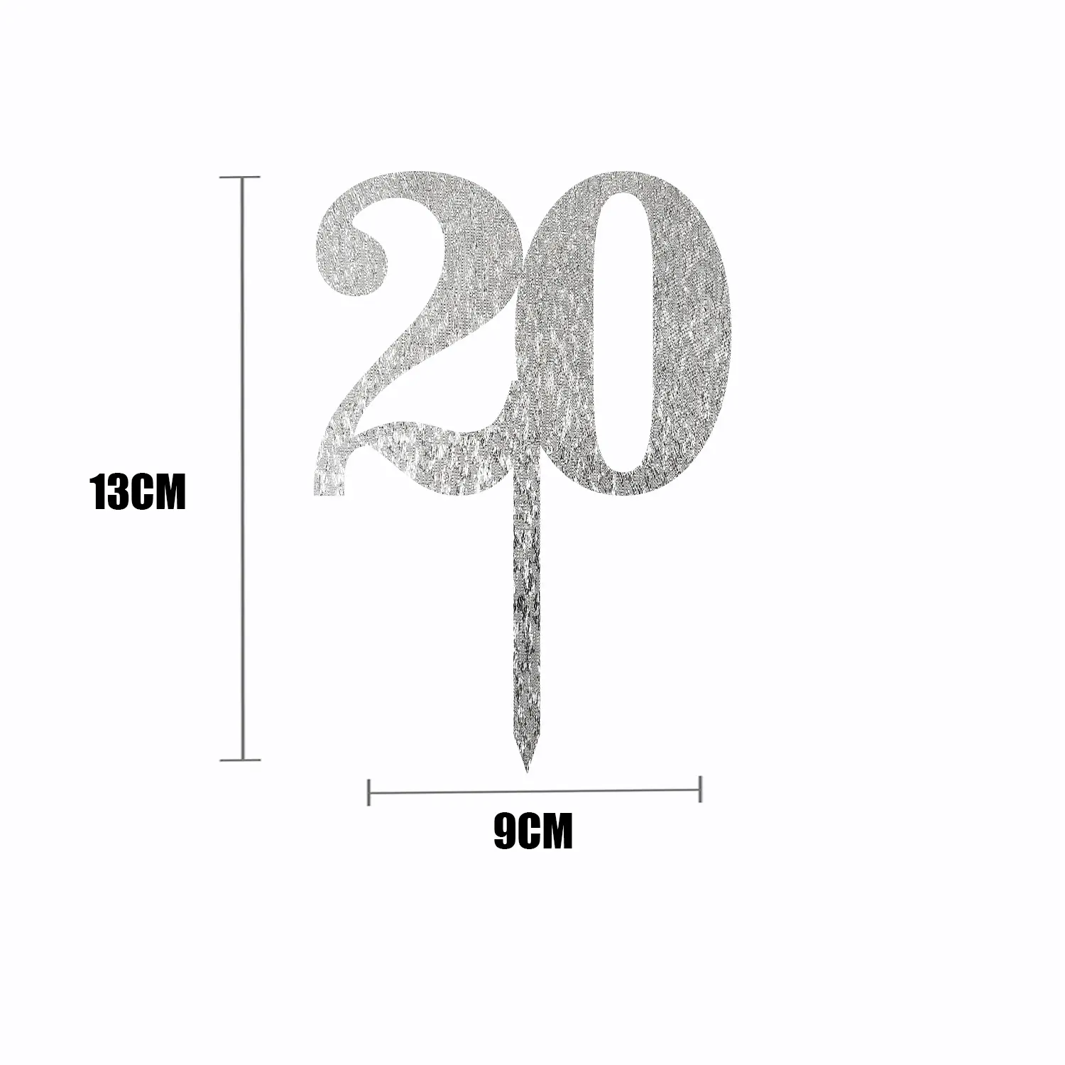 SILVER GLITTER NUMBER TOPPER NO 20