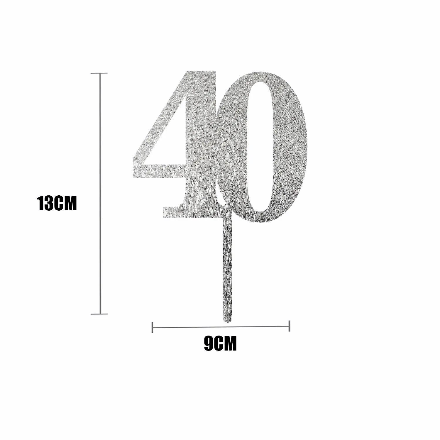 SILVER GLITTER NUMBER TOPPER NO 40
