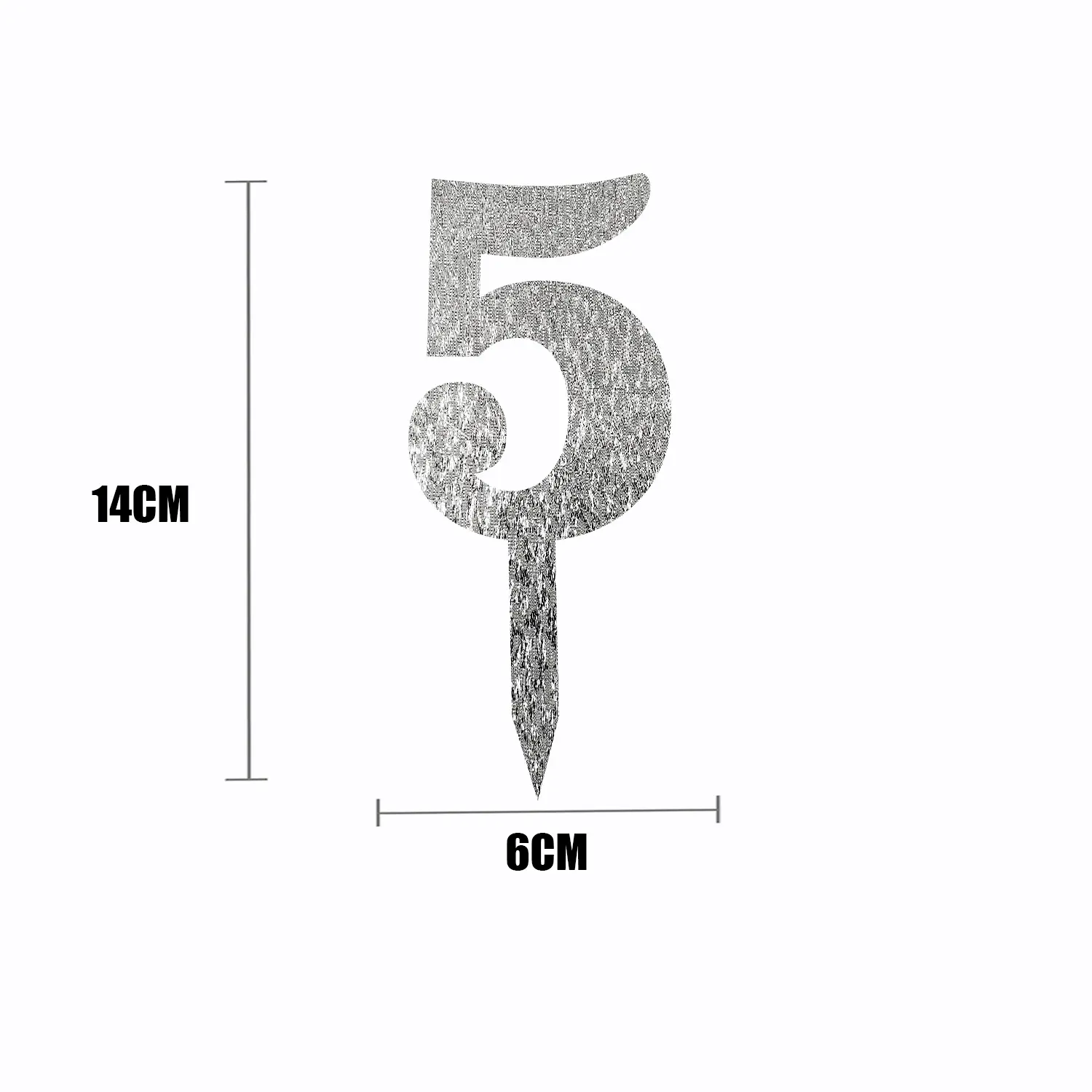 SILVER GLITTER NUMBER TOPPER NO 5