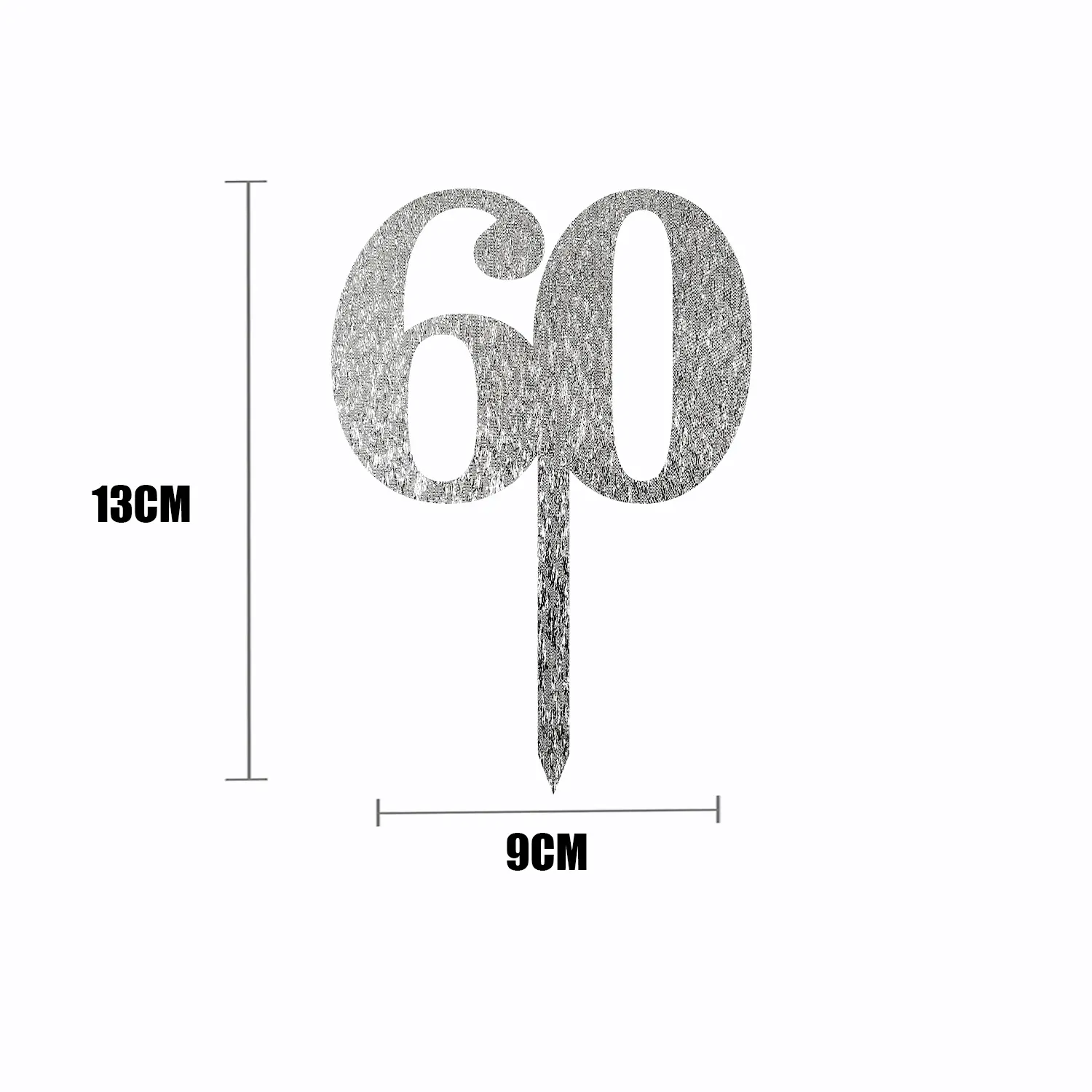 SILVER GLITTER NUMBER TOPPER NO 60