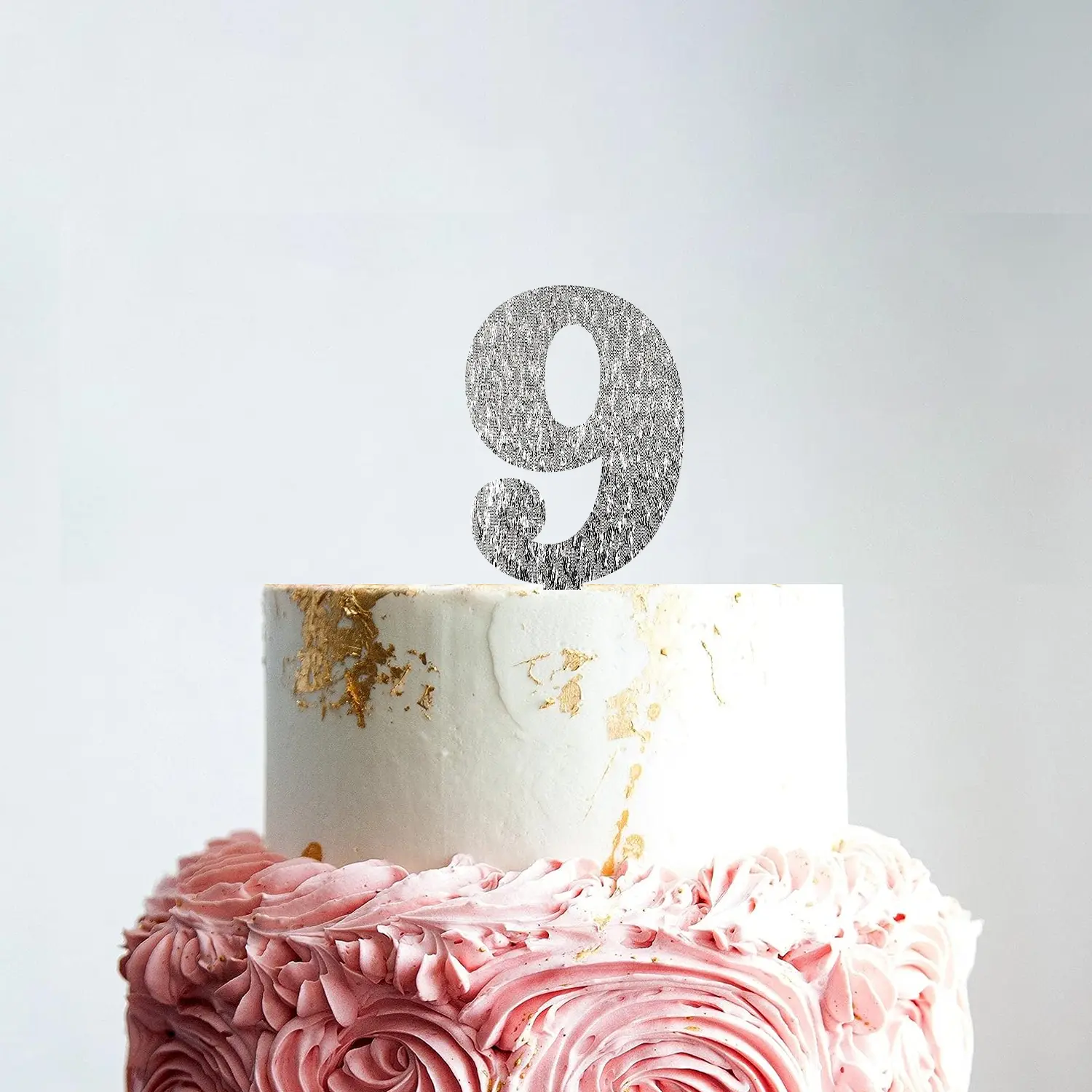 SILVER GLITTER NUMBER TOPPER NO 9