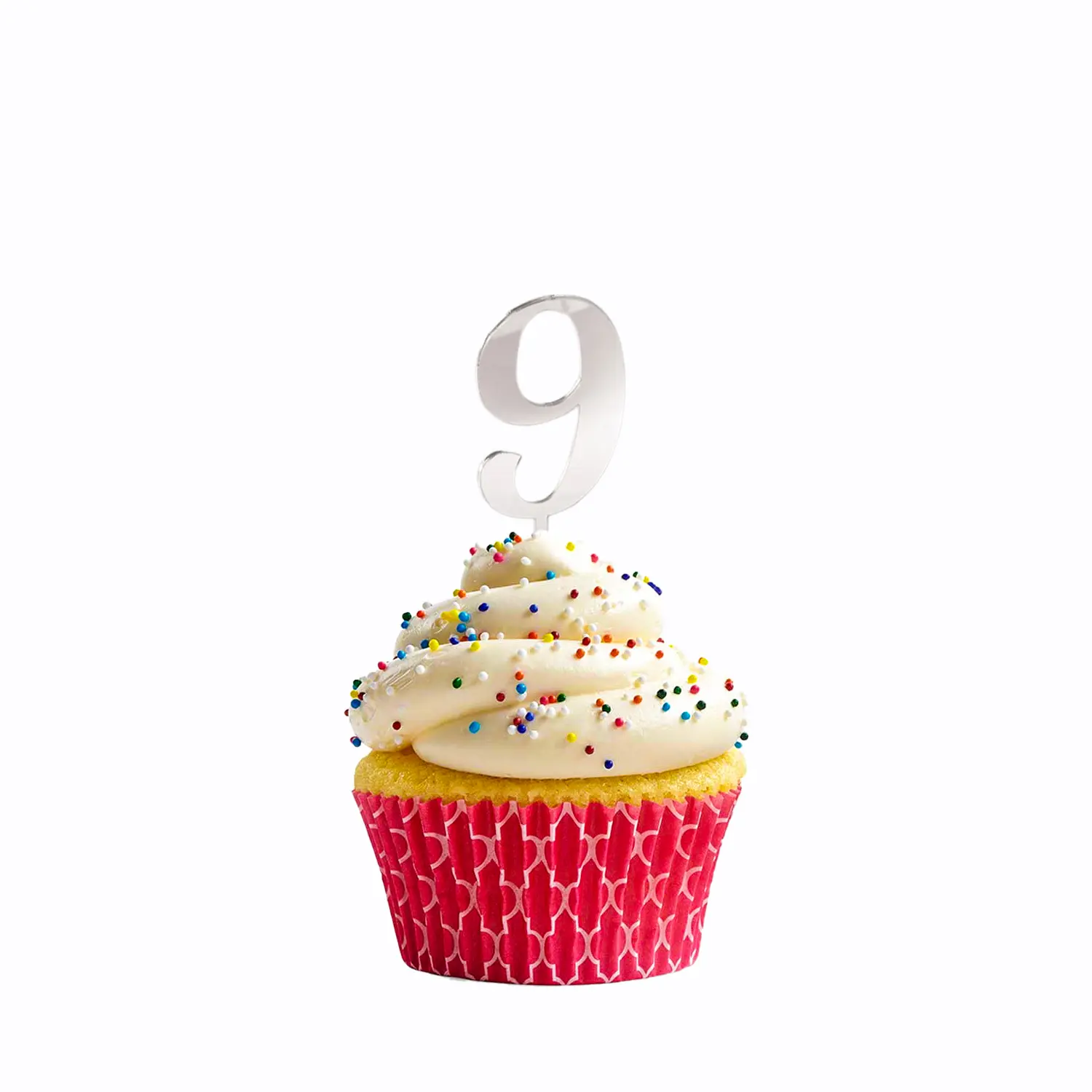 SILVER MIRROR ACRYLIC MINI NUMBER TOPPER 9