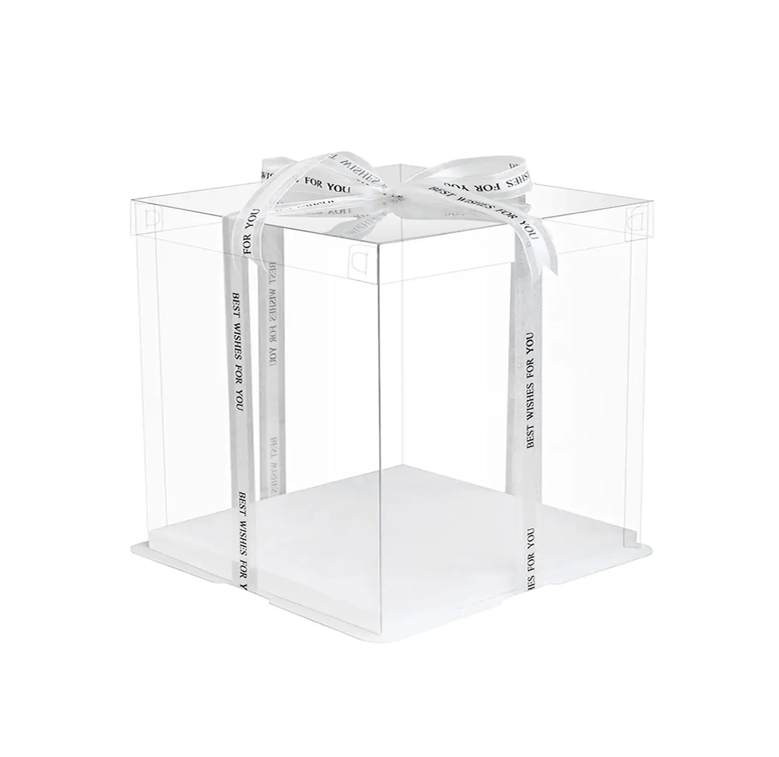 SQUARE TRANSPARENT PVC CAKE BOX CLEAR LID 35.6*35.6*38CM
