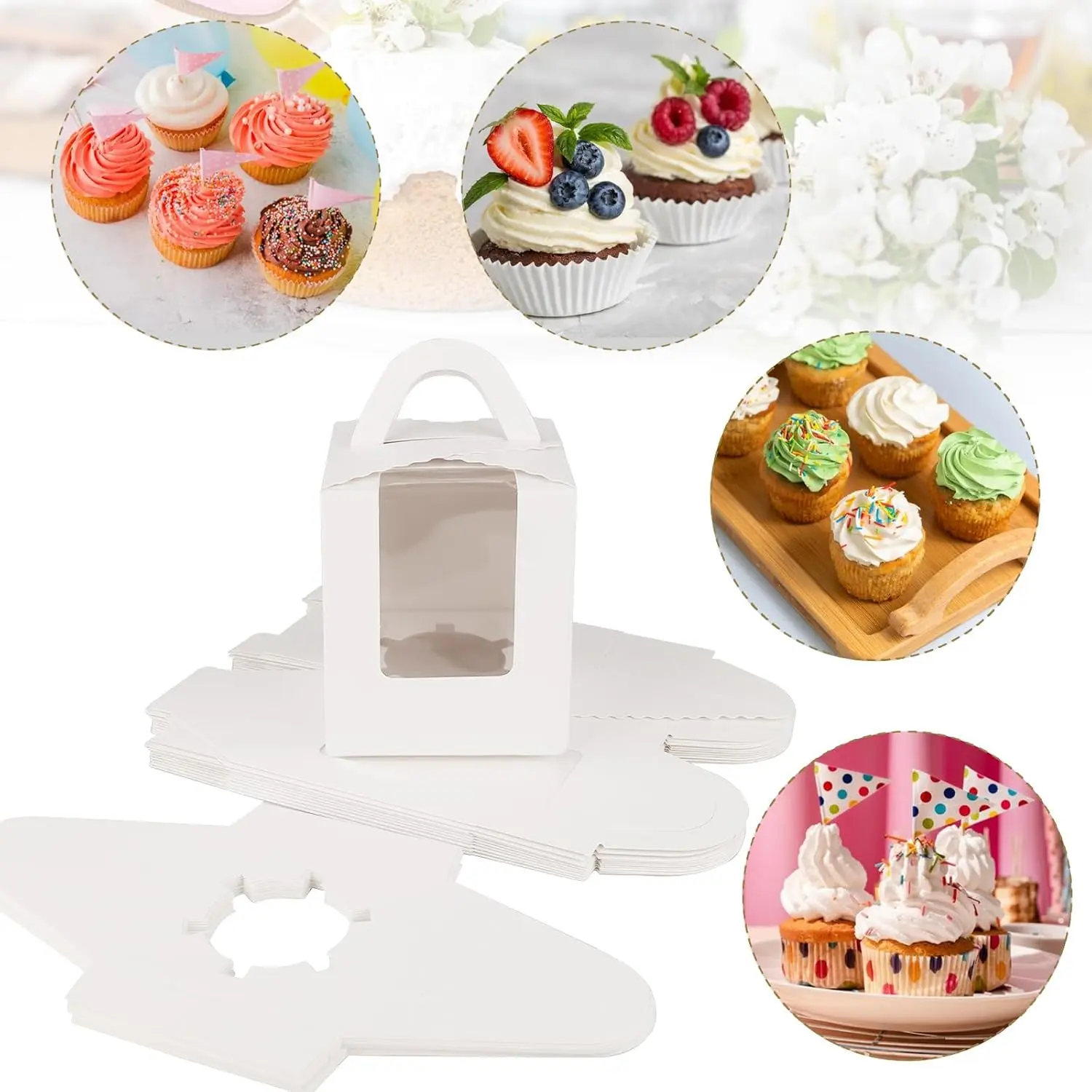 WHITE CUPCAKE BOX