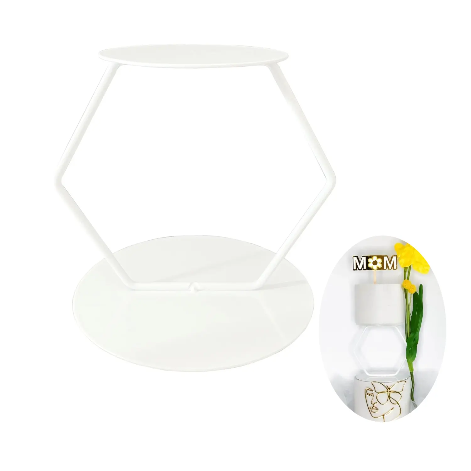 WHITE HEXAGON TIER SEPARATOR 6'' X 6''