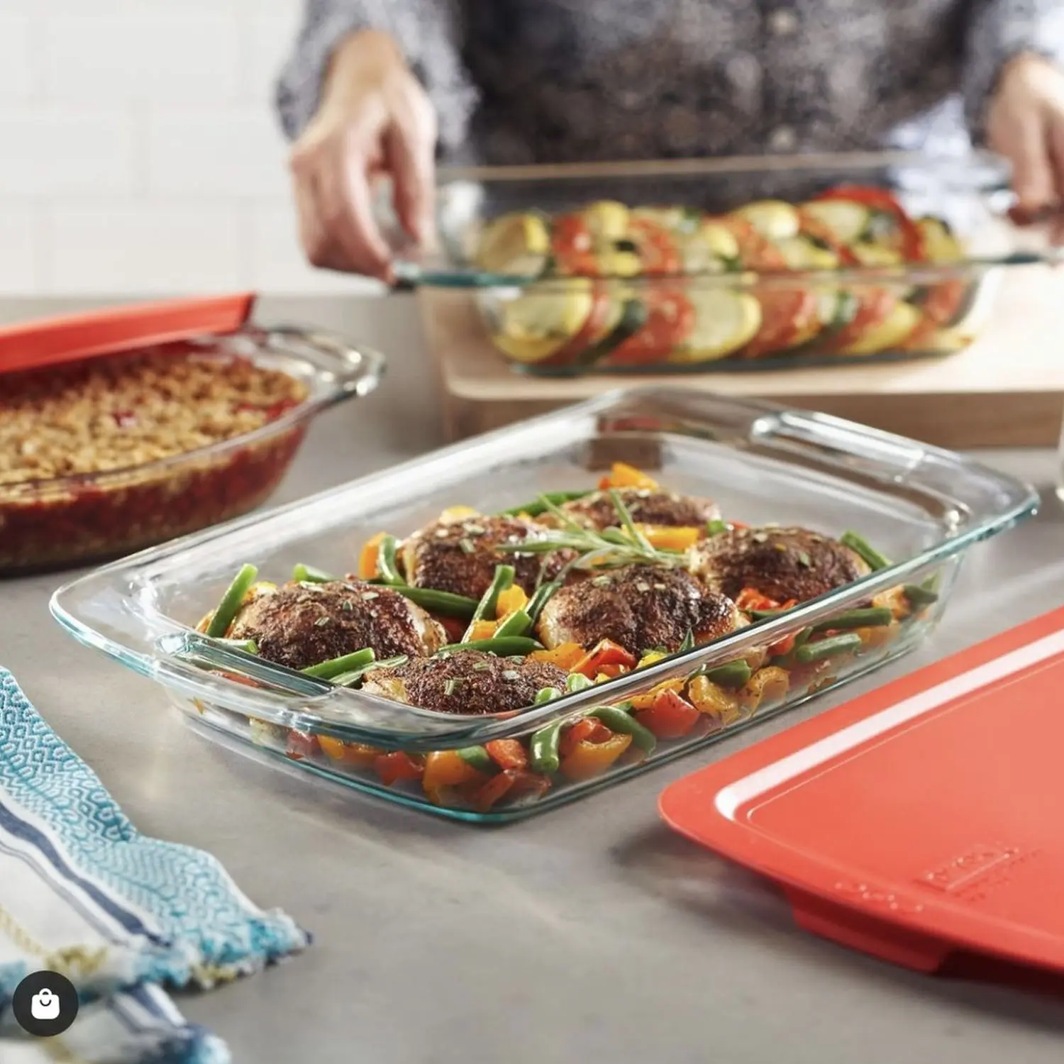 GLASS BAKING TINS 39.5 X 24 X 5CM 1L